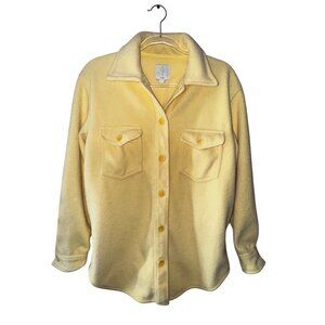 Joie Yellow Fleece‎ Button-Up Shirt Jacket Medium Shacket Classic Basic Warm Y2K